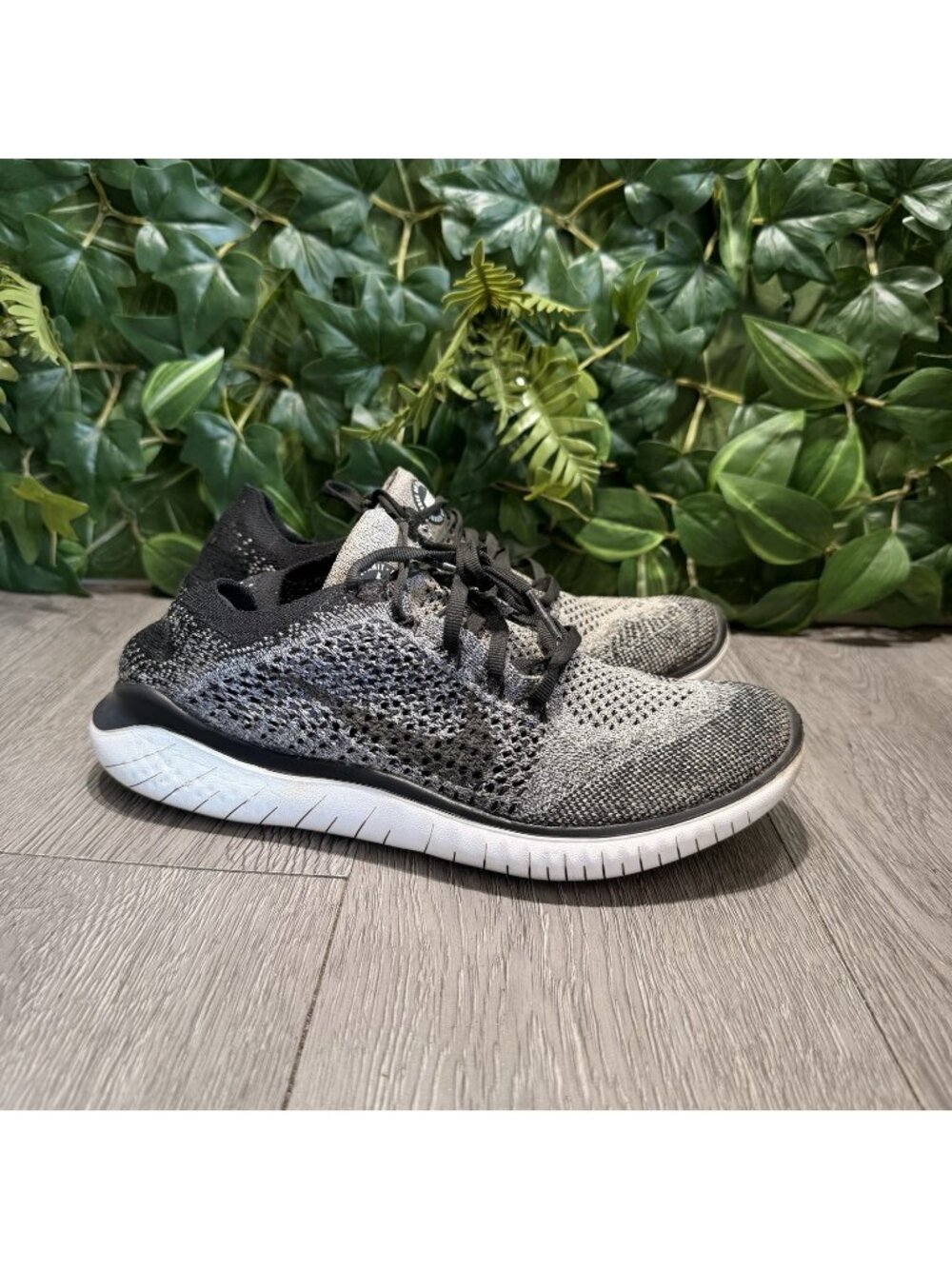 Nike Free RN Run Flyknit 2018 Black White Foam White Shoes 942839-007 Women's 8